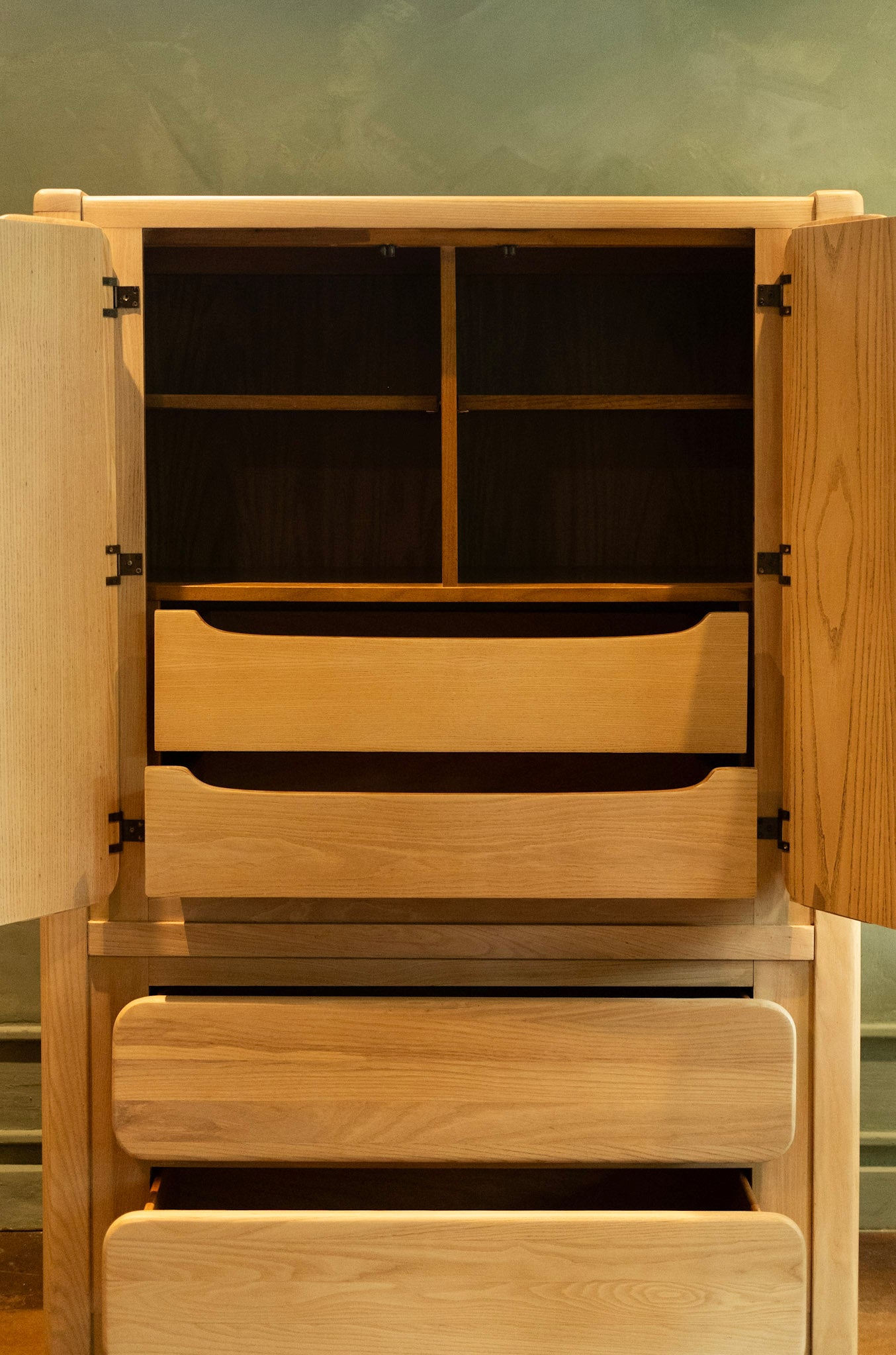 1980s Stanley Highboy Armoire Dresser, Banded Walnut, Professionally Refinished