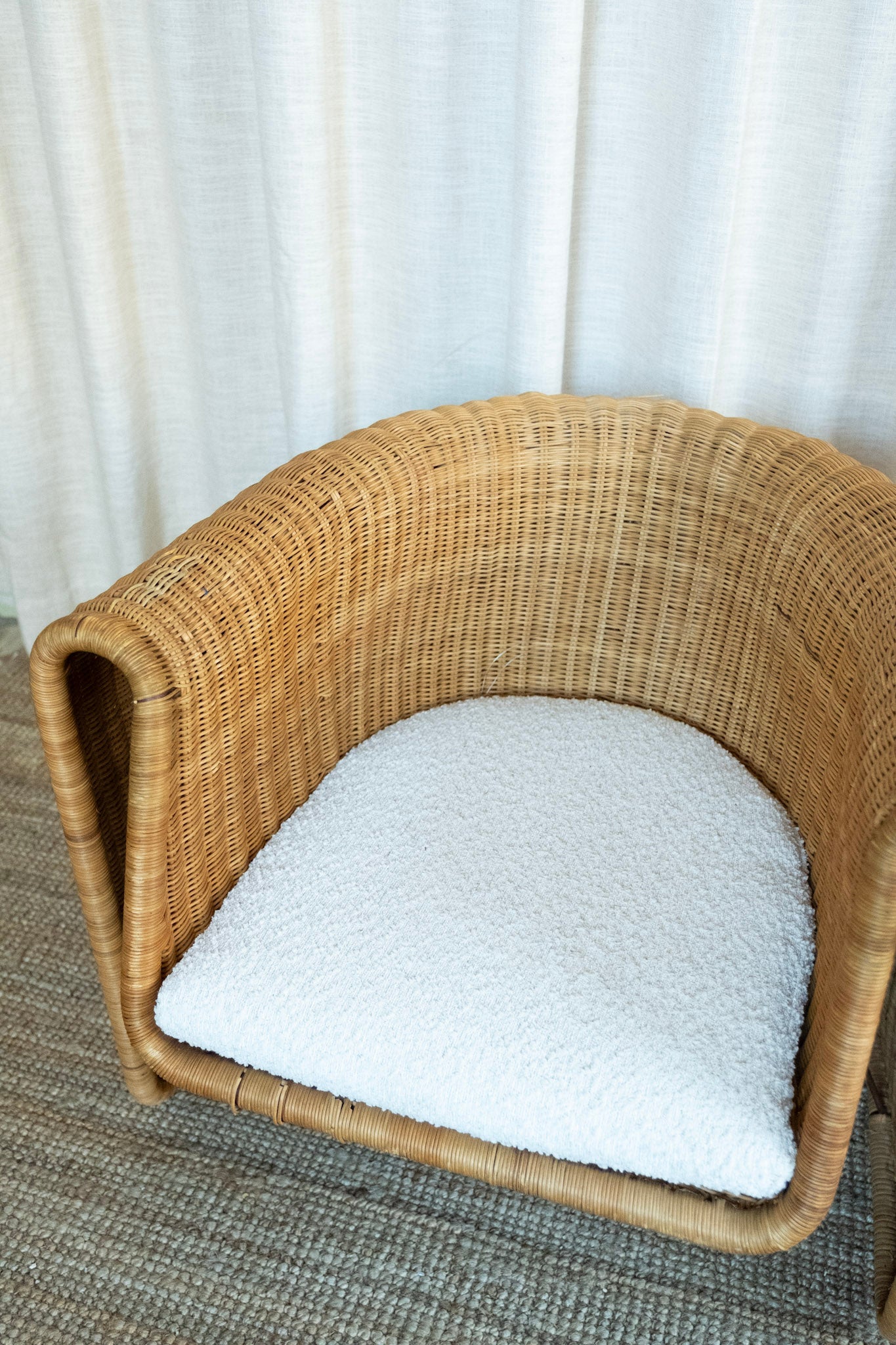 1960s Sculptural Wicker Armchair with Floating Seat