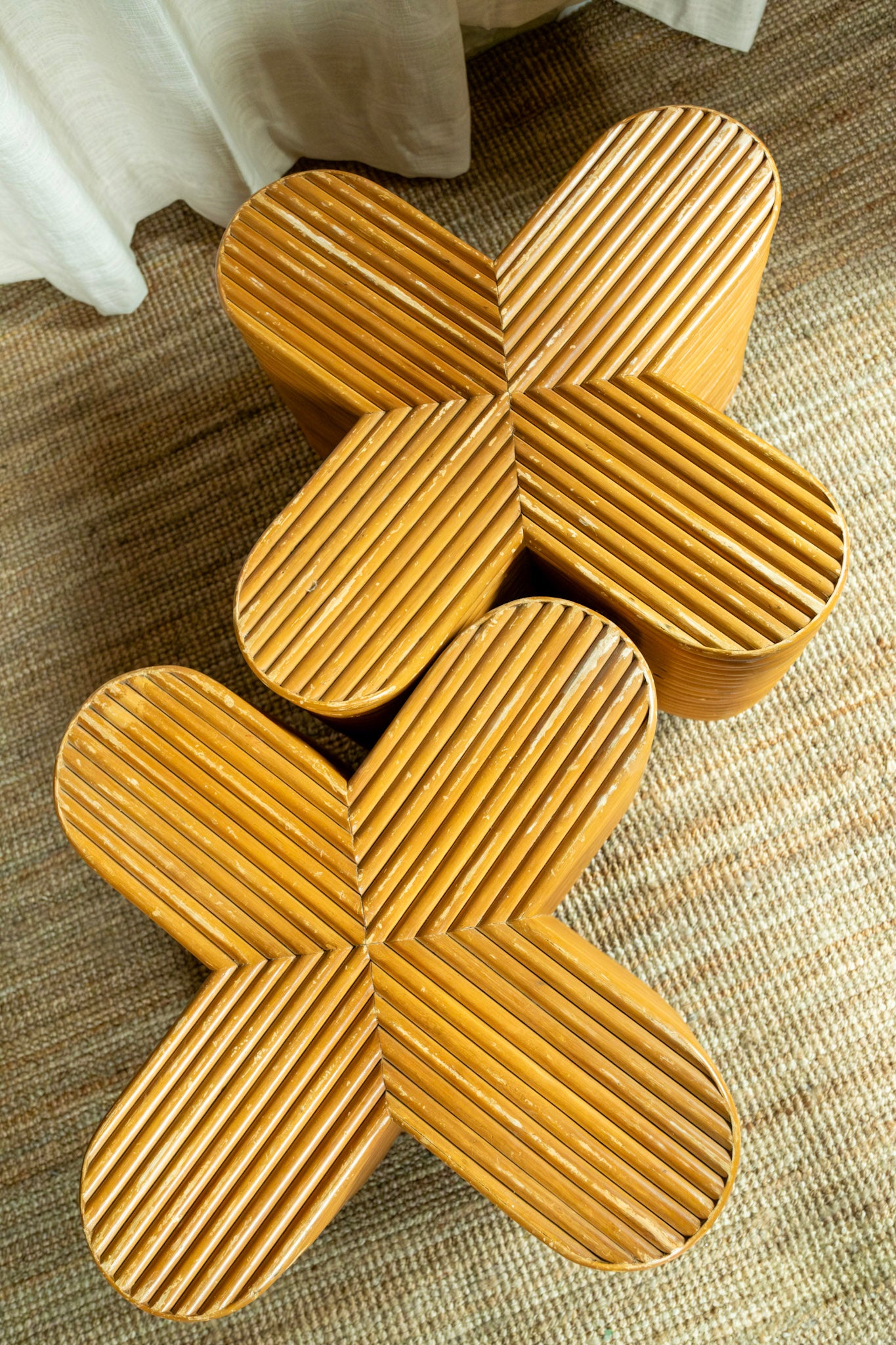 1970s Paul Frankl Style Clover-Shaped Nesting Coffee Table Pair