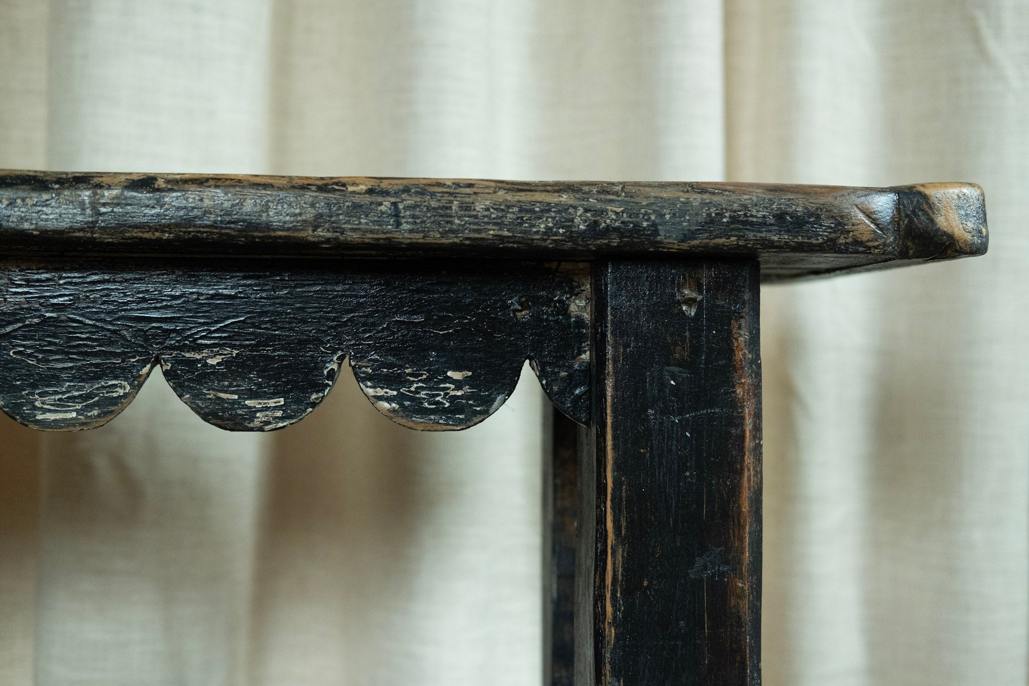 Primitive Scalloped Console Table