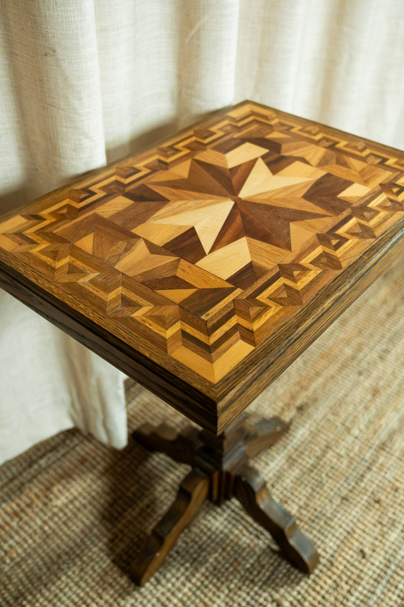 Rectangular Geometric Parquetry Side Table