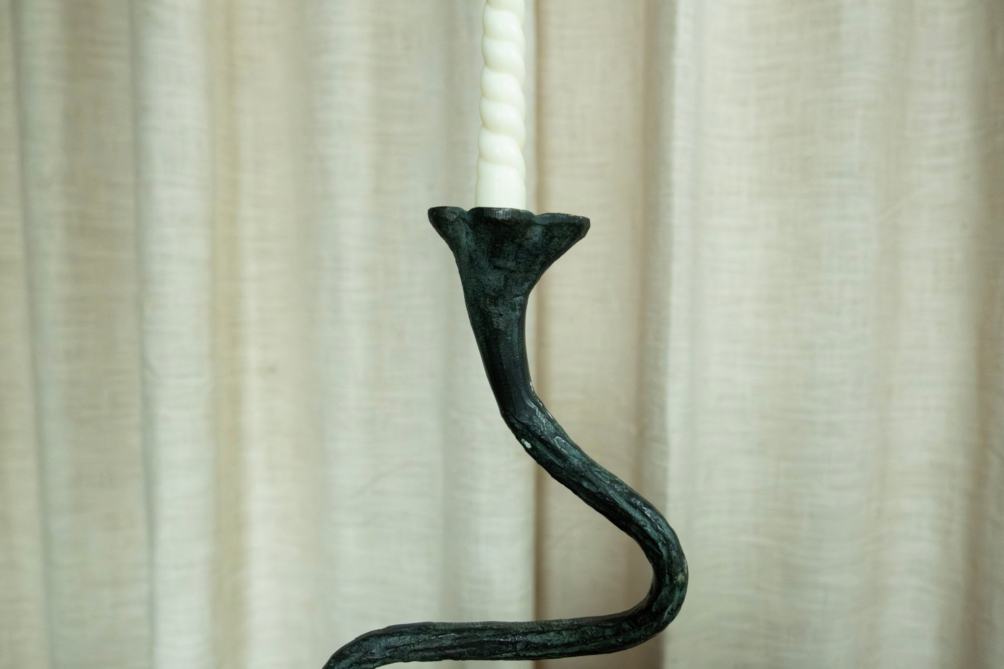 Post Modern Hand Forged Squiggle Candlestick