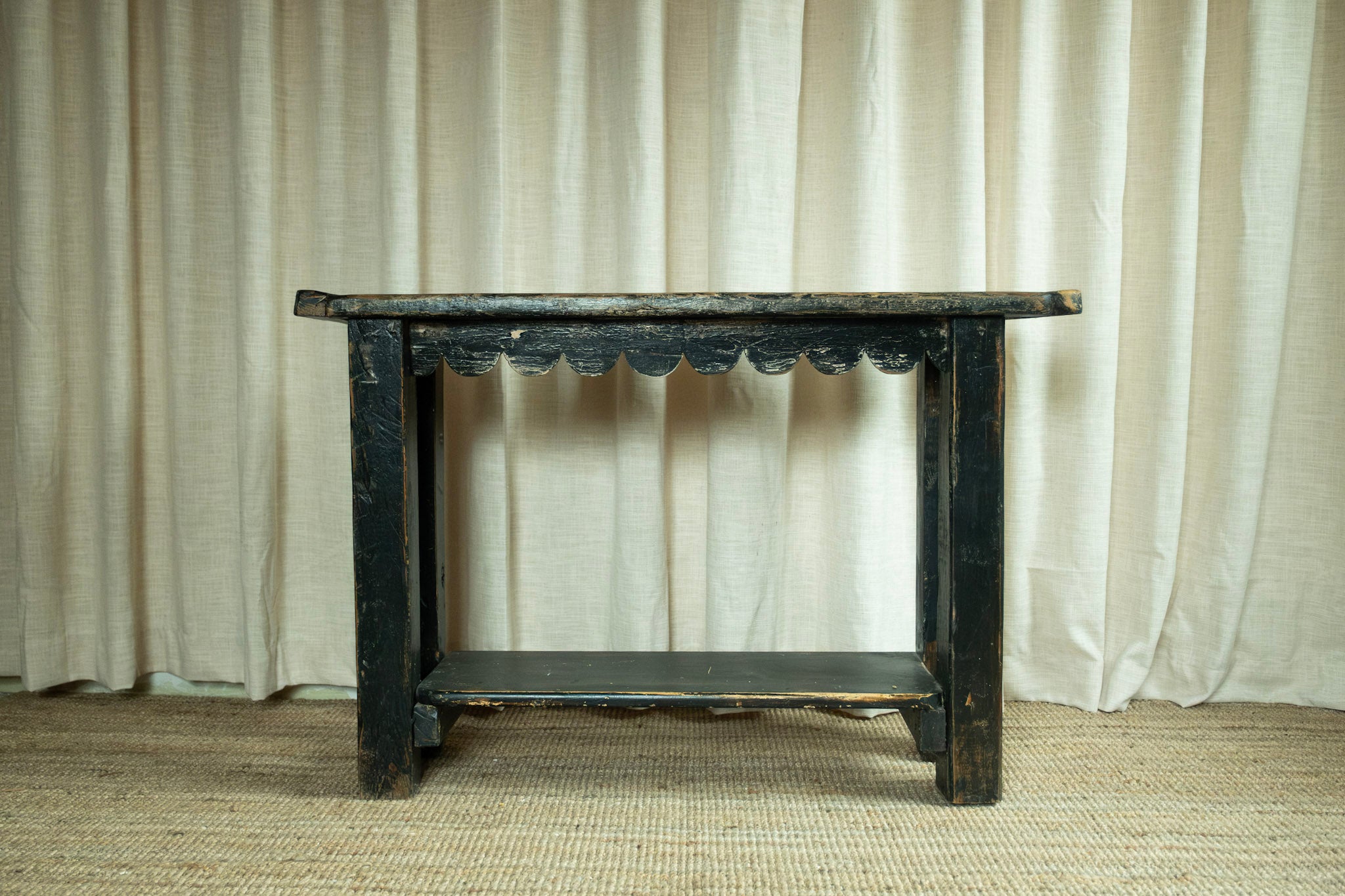 Primitive Scalloped Console Table