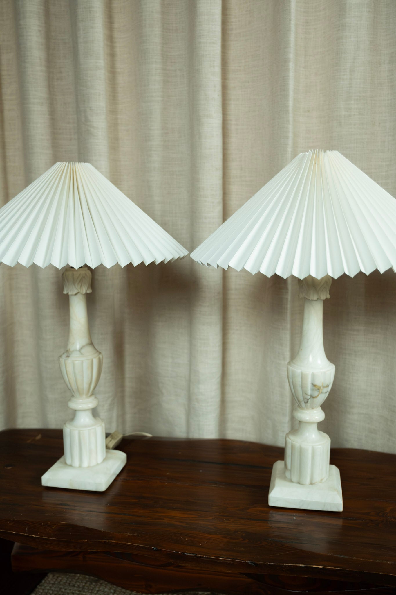 Neoclassical Italian Marble Lamps with Eastern Style New Production Shades