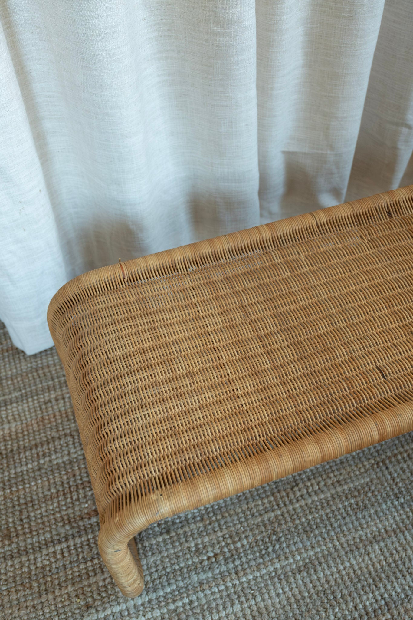 1960s Sculptural Wicker Coffee Table/Bench