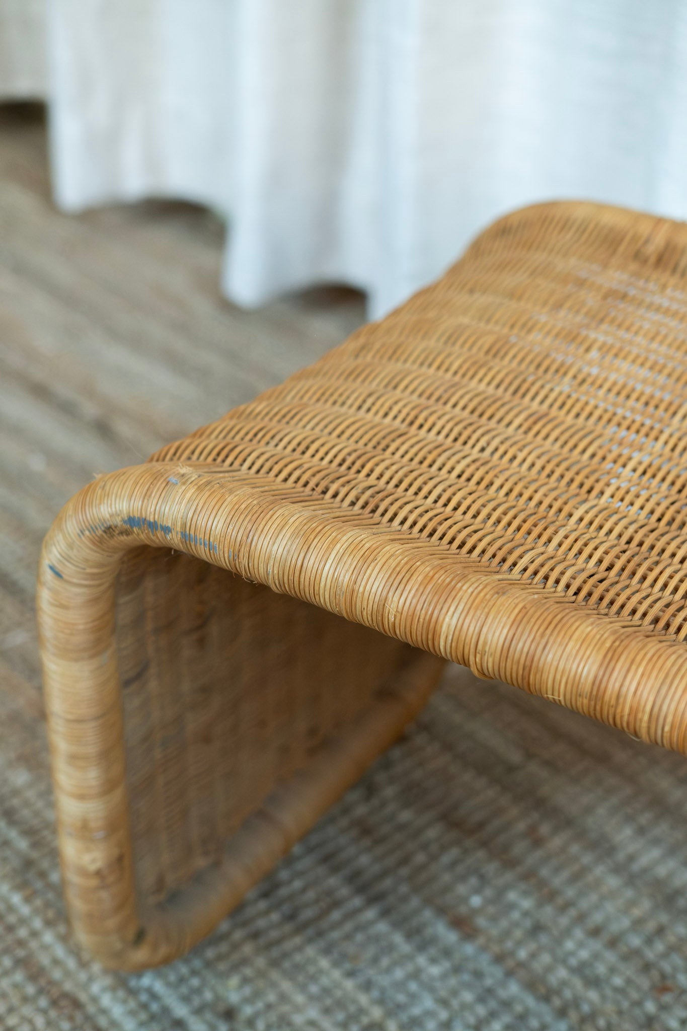 1960s Sculptural Wicker Coffee Table/Bench