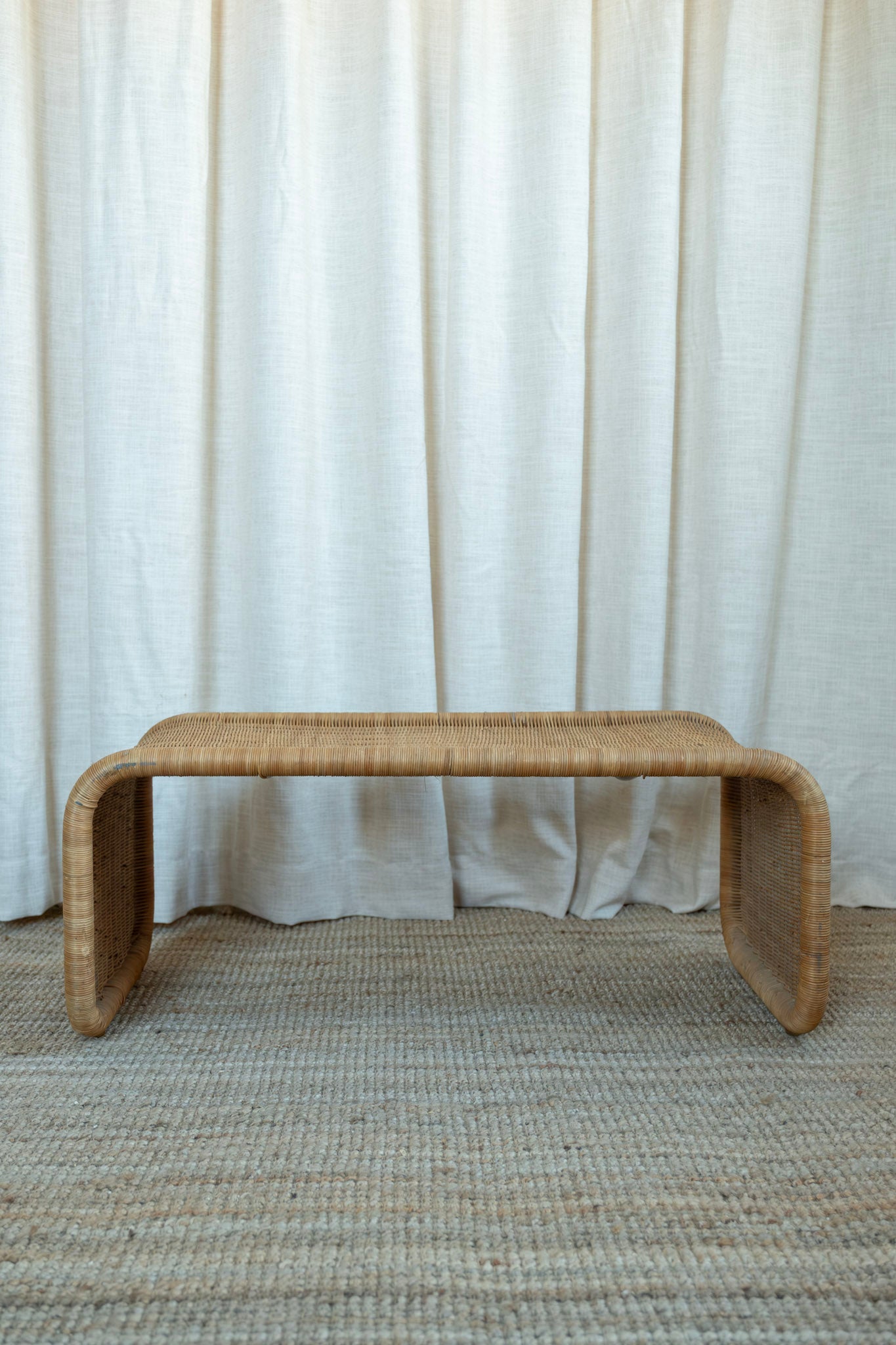 1960s Sculptural Wicker Coffee Table/Bench