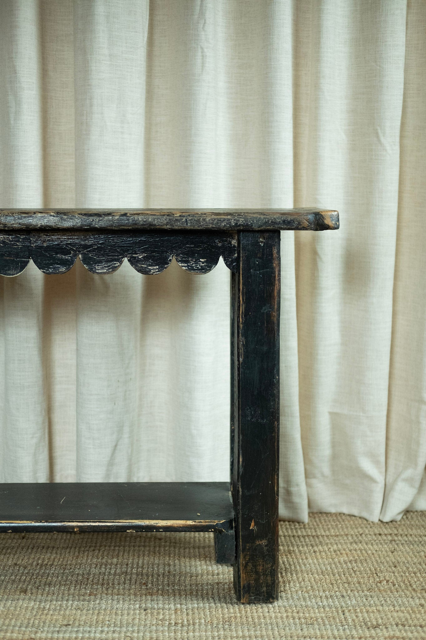 Primitive Scalloped Console Table