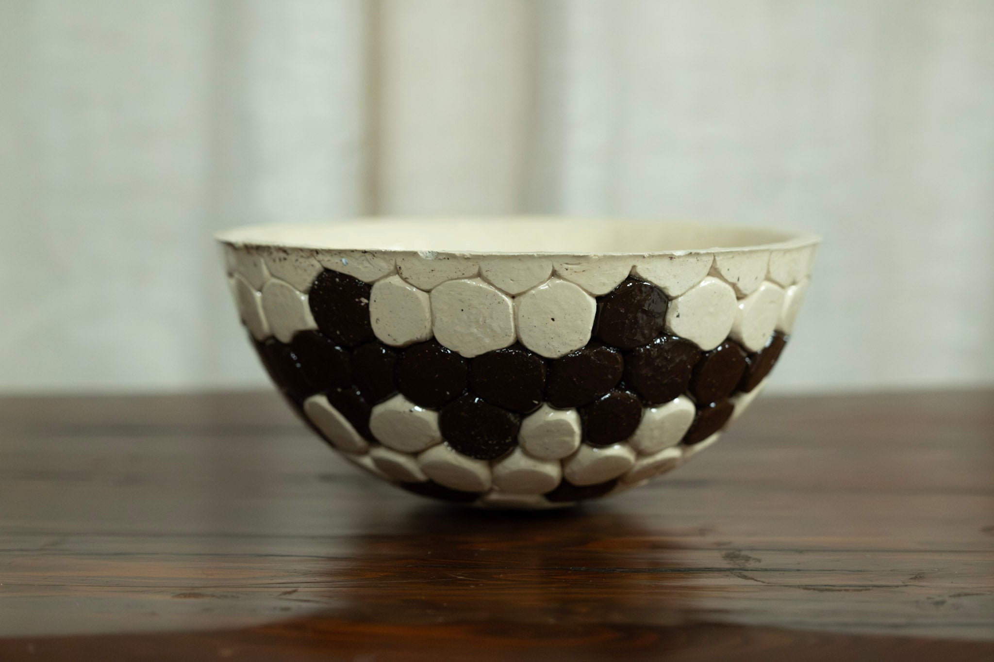 Vintage Handmade Mosaic Pottery Bowl