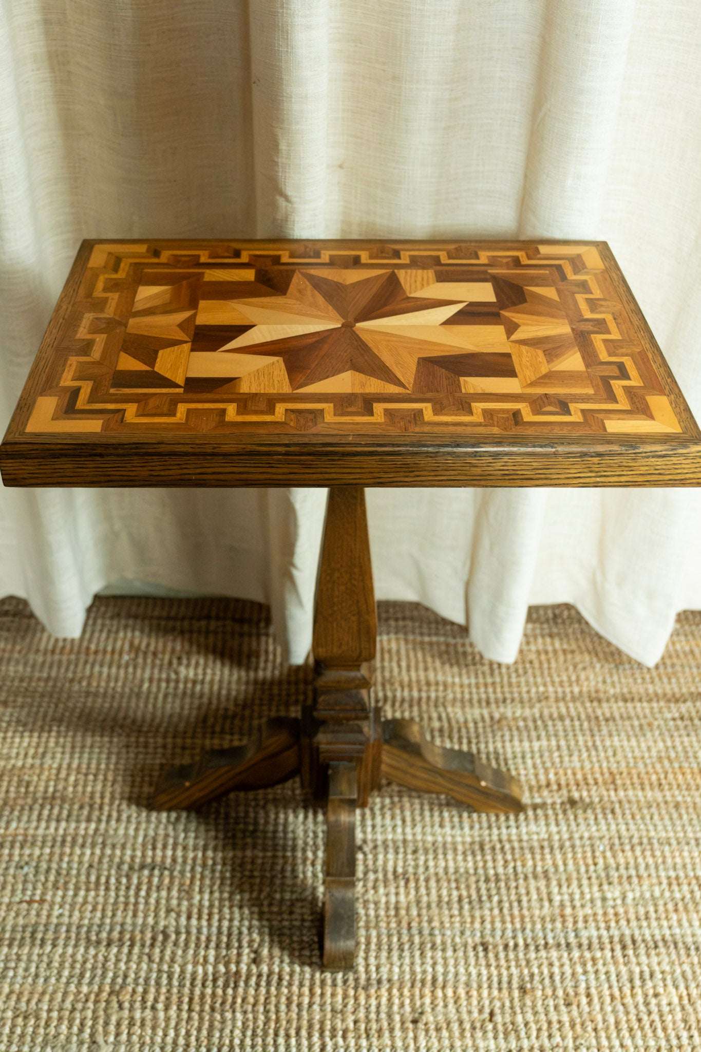 Rectangular Geometric Parquetry Side Table