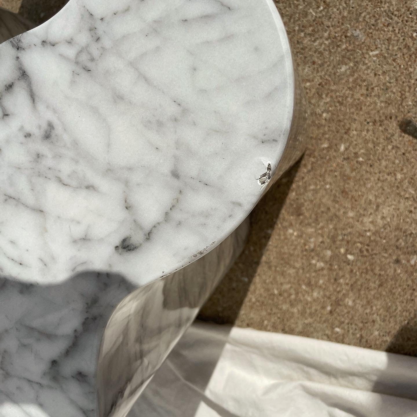 Clover Marble Finish Side Table Pair